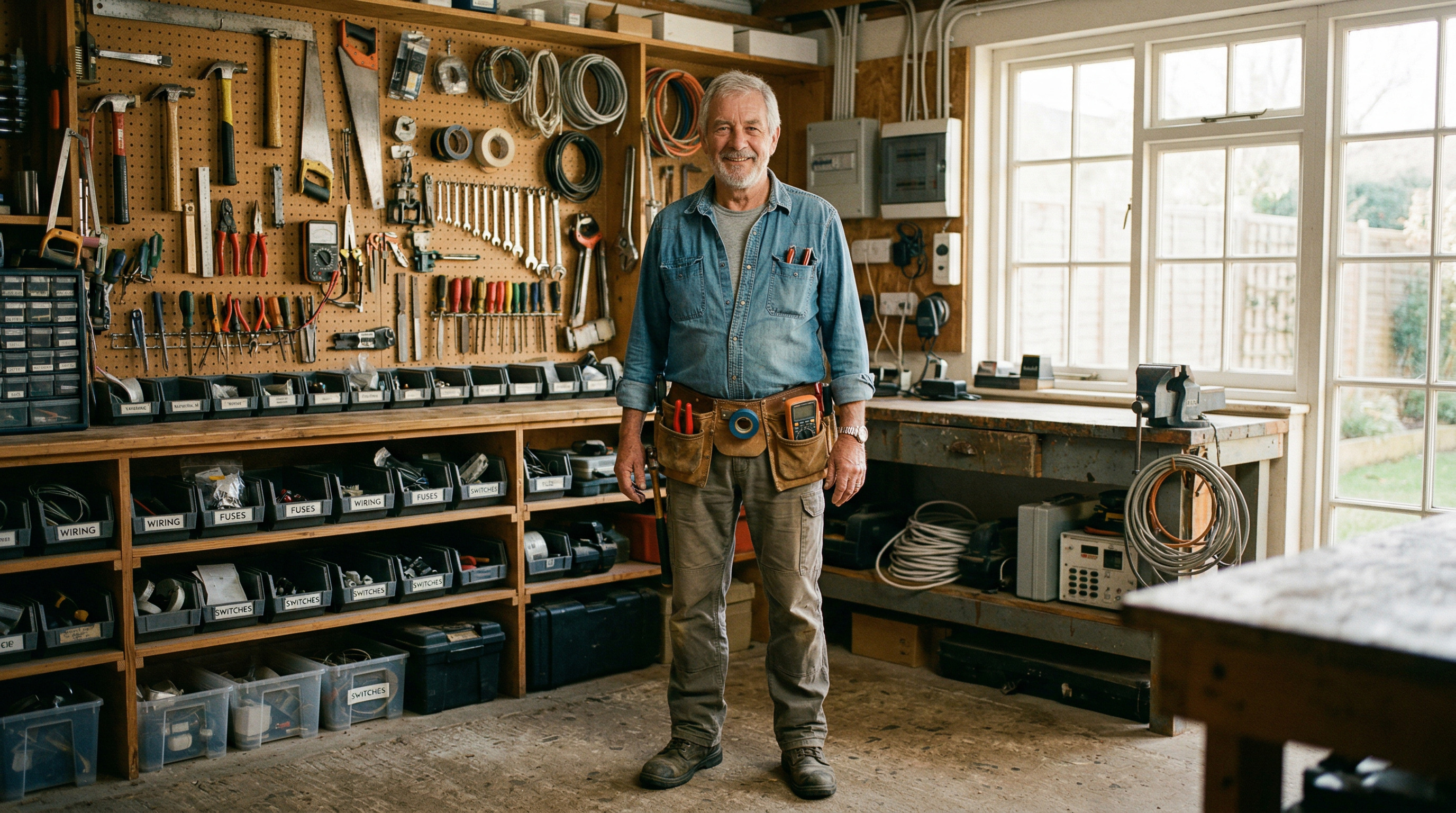 Experienced tradesman in a workshop ready to teach